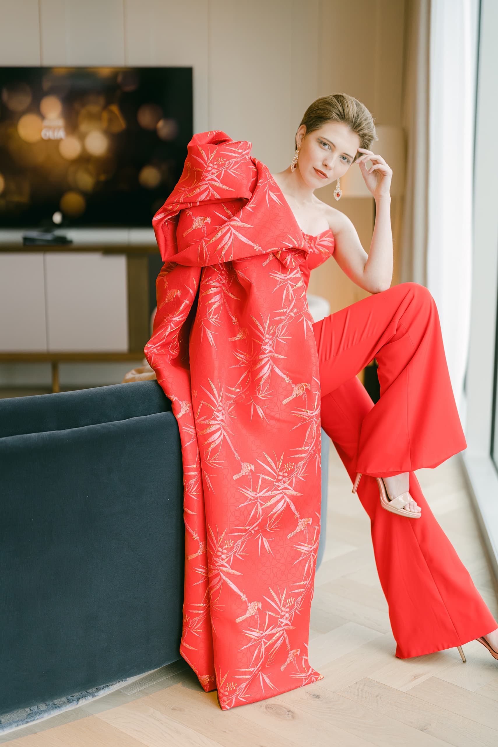 Red Jacquard by Olia Zavozina Nashville bridal designer - Conrad collection Tennessee
